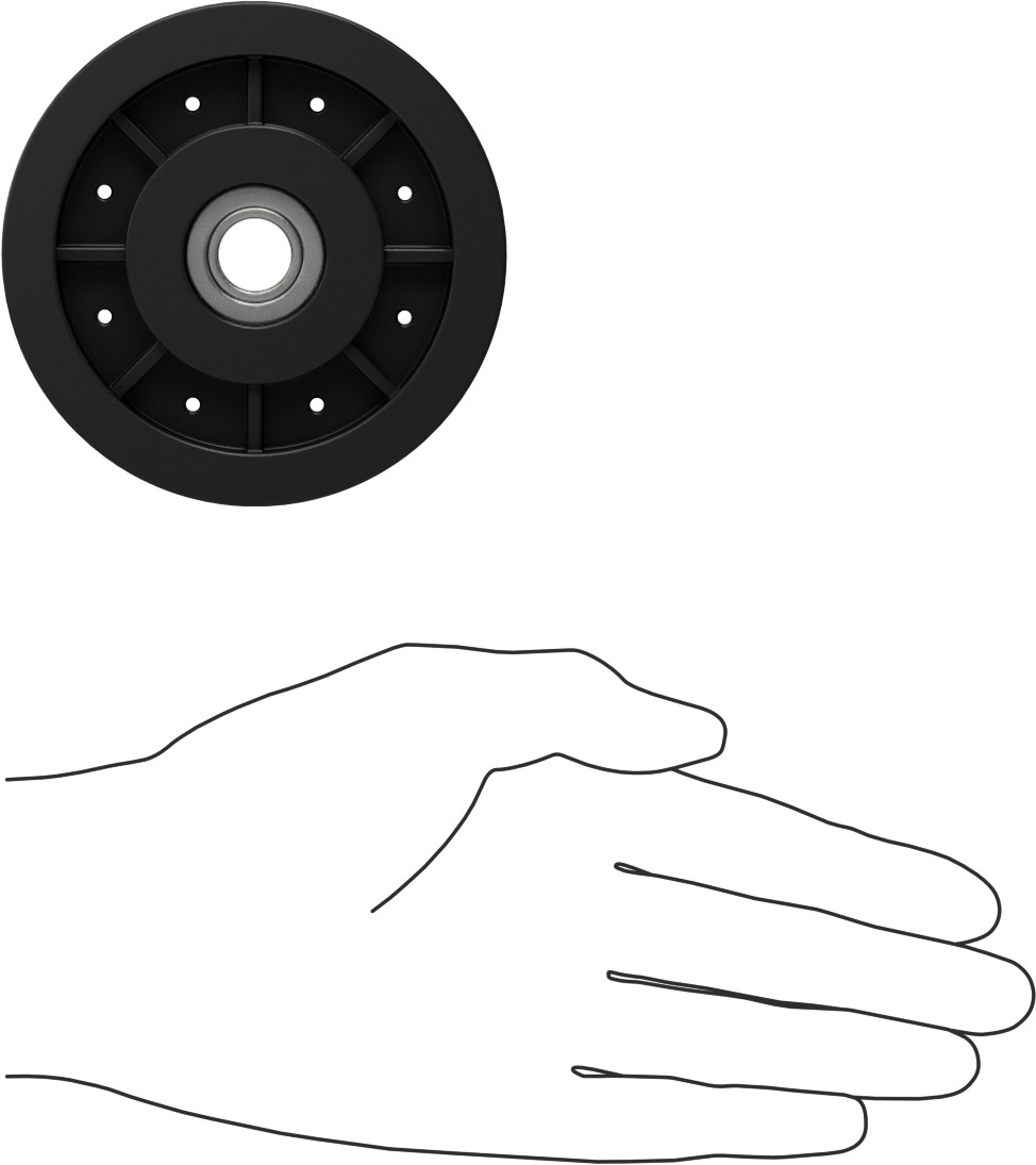 Idler Pulley, for 5/8" Wide Flat-Belt and 1/2" Shaft Diameter, 3-1/2" OD