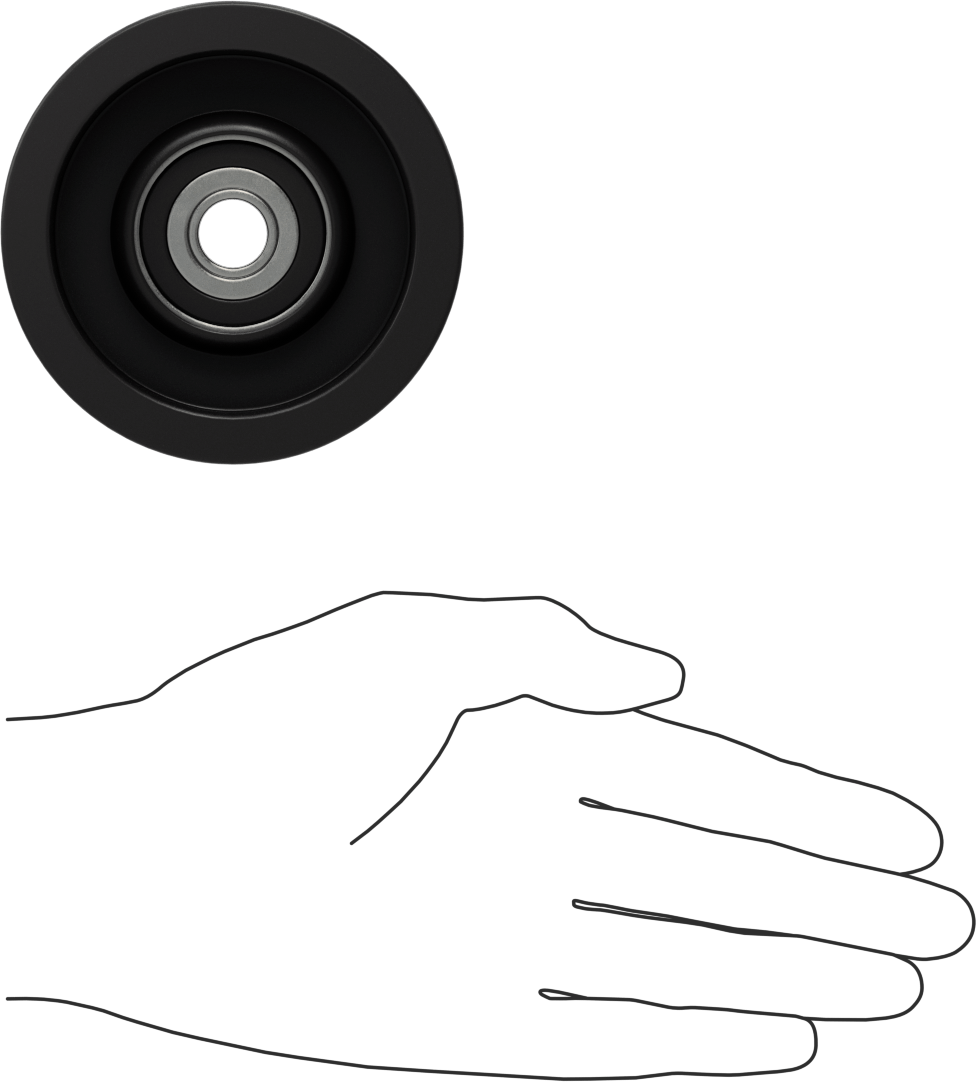 Idler Pulley, for 1-1/8" Wide Flat-Belt and 1/2" Shaft Diameter, 3.4" OD