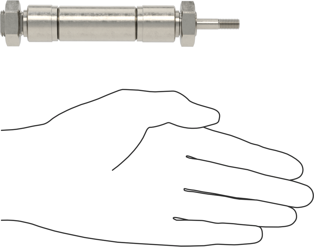 Yıkanabilir Yuvarlak Gövde Hava Silindiri, Evrensel Montaj, 3/4" Delik Boyutu, 1/2" Strok Uzunluğu