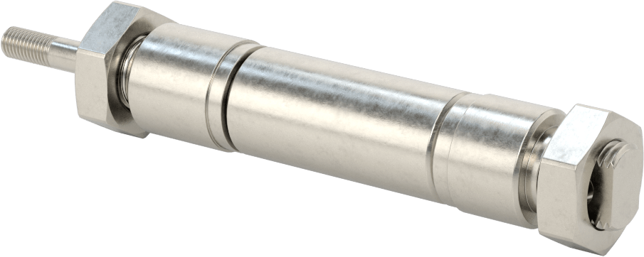 Yıkanabilir Yuvarlak Gövde Hava Silindiri, Evrensel Montaj, 3/4" Delik Boyutu, 1/2" Strok Uzunluğu