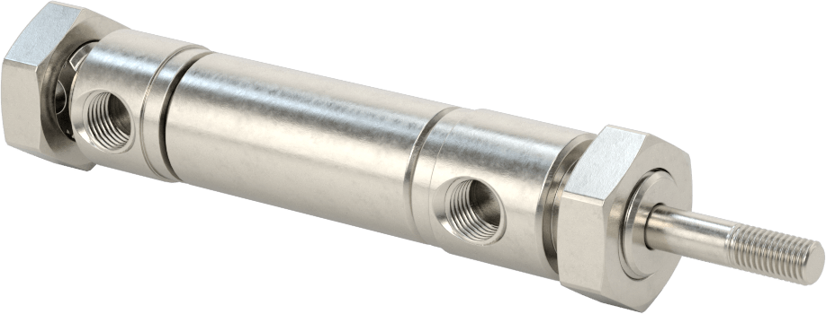 Yıkanabilir Yuvarlak Gövde Hava Silindiri, Evrensel Montaj, 3/4" Delik Boyutu, 1/2" Strok Uzunluğu
