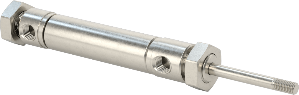 Yıkanabilir Yuvarlak Gövde Hava Silindiri, Evrensel Montaj, 3/4" Delik Boyutu, 1-1/2" Strok Uzunluğu