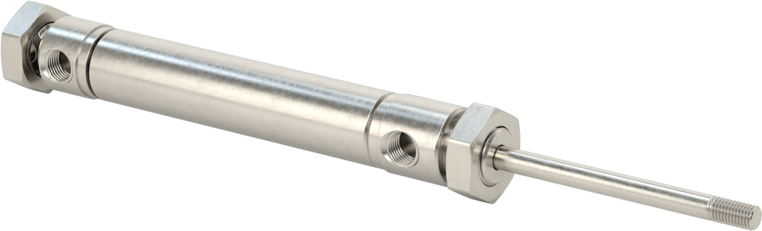 Yıkanabilir Yuvarlak Gövde Hava Silindiri, Evrensel Montaj, 3/4" Delik Boyutu, 2-1/2" Strok Uzunluğu