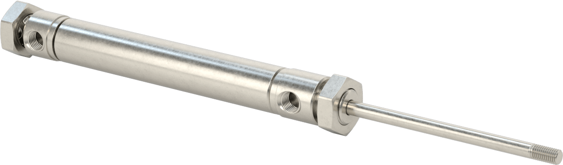 Yıkanabilir Yuvarlak Gövde Hava Silindiri, Evrensel Montaj, 3/4" Delik Boyutu, 3-1/2" Strok Uzunluğu