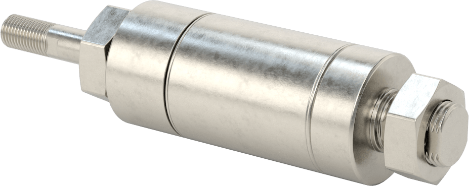 Yıkanabilir Yuvarlak Gövde Hava Silindiri, Evrensel Montaj, 1-1/2" Delik Çapı, 1/2" Strok Uzunluğu