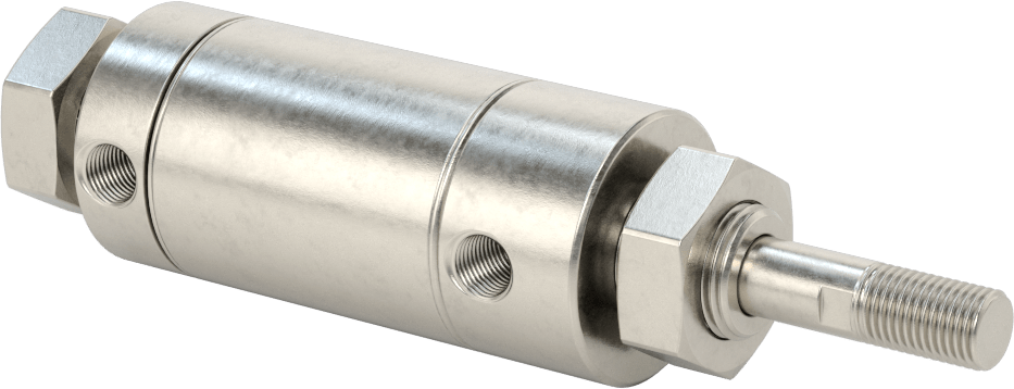 Yıkanabilir Yuvarlak Gövde Hava Silindiri, Evrensel Montaj, 1-1/2" Delik Çapı, 1/2" Strok Uzunluğu