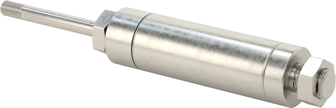 Yıkanabilir Yuvarlak Gövde Hava Silindiri, Evrensel Montaj, 1-1/2" Delik Çapı, 2-1/2" Strok Uzunluğu