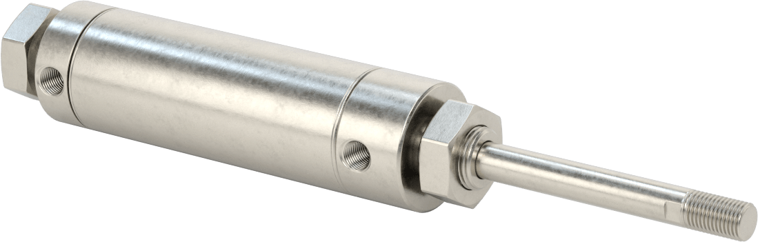 Yıkanabilir Yuvarlak Gövde Hava Silindiri, Evrensel Montaj, 1-1/2" Delik Çapı, 2-1/2" Strok Uzunluğu
