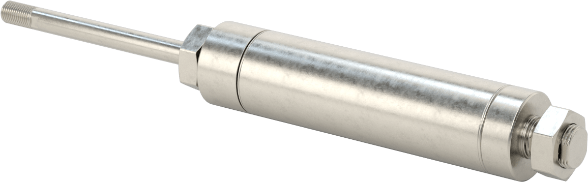 Yıkanabilir Yuvarlak Gövde Hava Silindiri, Evrensel Montaj, 1-1/2" Delik Çapı, 3-1/2" Strok Uzunluğu