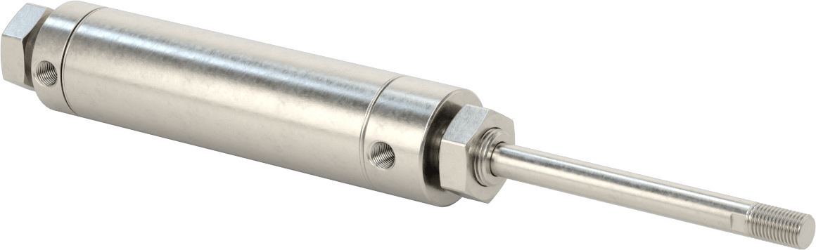 Yıkanabilir Yuvarlak Gövde Hava Silindiri, Evrensel Montaj, 1-1/2" Delik Çapı, 3-1/2" Strok Uzunluğu