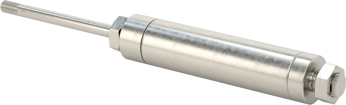 Yıkanabilir Yuvarlak Gövde Hava Silindiri, Evrensel Montaj, 1-1/2" Delik Çapı, 4" Strok Uzunluğu