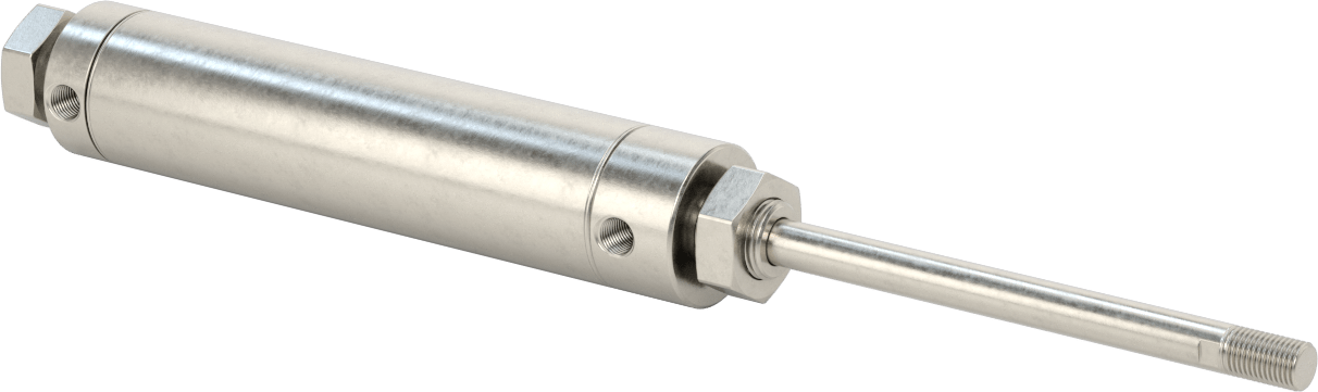 Yıkanabilir Yuvarlak Gövde Hava Silindiri, Evrensel Montaj, 1-1/2" Delik Çapı, 4-1/2" Strok Uzunluğu