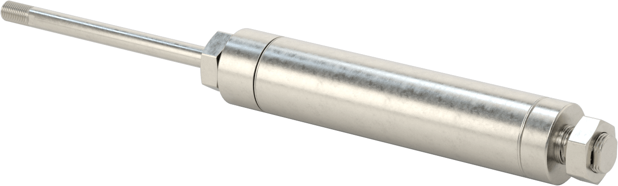 Yıkanabilir Yuvarlak Gövde Hava Silindiri, Evrensel Montaj, 1-1/2" Delik Çapı, 4-1/2" Strok Uzunluğu