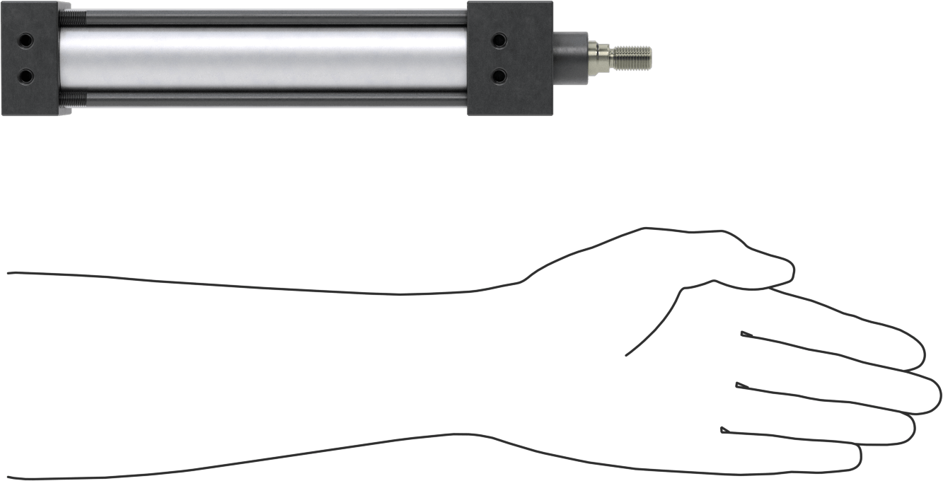 Yastıklı NFPA Bağlantı Çubuğu Hava Silindiri, Sensör Hazır, 1-1/2" Delik Çapı, 6" Strok Uzunluğu