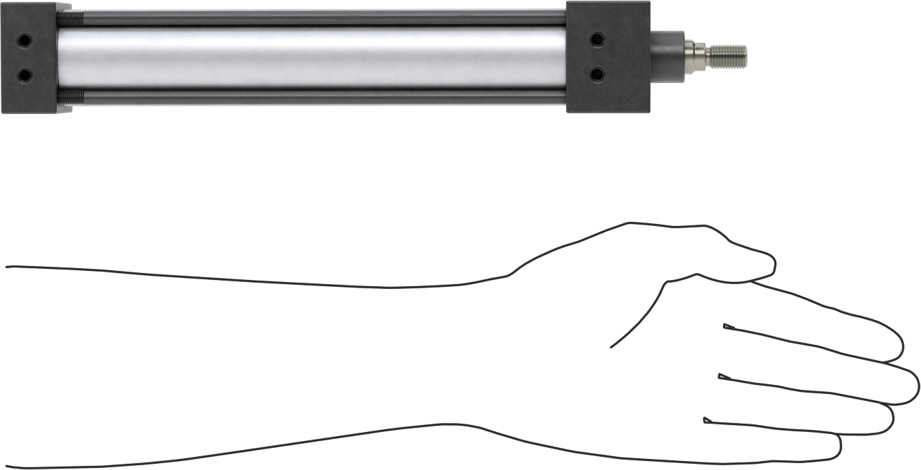 Yastıklı NFPA Bağlantı Çubuğu Hava Silindiri, Sensör Hazır, 1-1/2" Delik Çapı, 8" Strok Uzunluğu