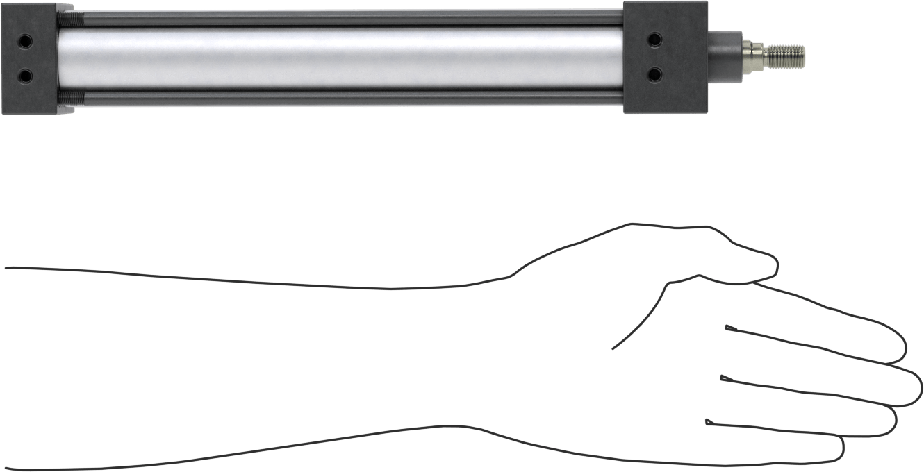 Yastıklı NFPA Bağlantı Çubuğu Hava Silindiri, Sensör Hazır, 1-1/2" Delik Çapı, 9" Strok Uzunluğu