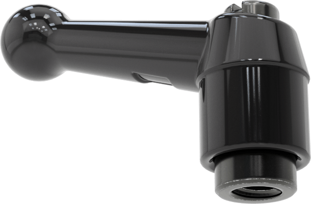 Çinko Ayarlanabilir Tutamak, 1/4"-20 Dişli Delikli, 1-5/16" Çıkıntı, Siyah