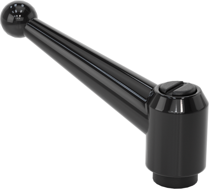 Çinko Ayarlanabilir Tutamak, 1/4"-20 Dişli Delikli, 1-13/16" Çıkıntı, Siyah