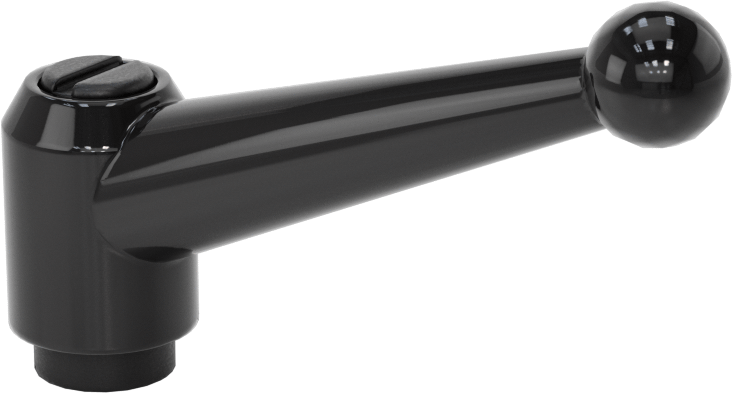 Çinko Ayarlanabilir Tutamak, 1/4"-20 Dişli Delikli, 1-13/16" Çıkıntı, Siyah