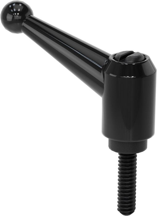 Toz Boyalı Çinko Ayarlanabilir Tutamak, 10-24 Diş Boyutu x 3/4" Uzunlukta Saplama, 1-5/16" Çıkıntı, Siyah