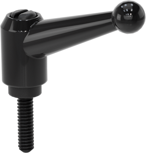 Toz Boyalı Çinko Ayarlanabilir Tutamak, 10-24 Diş Boyutu x 3/4" Uzunlukta Saplama, 1-5/16" Çıkıntı, Siyah