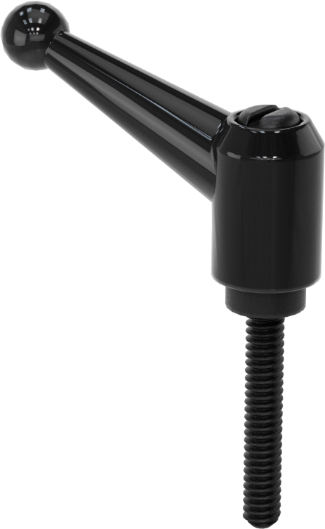 Toz Boyalı Çinko Ayarlanabilir Tutamak, 10-24 Diş Boyutu x 1-3/16" Uzunlukta Saplama ile, 1-5/16" Çıkıntı, Siyah