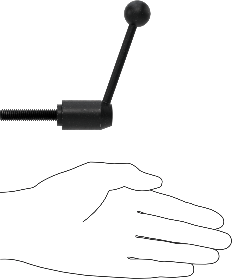 Çelik Ayarlanabilir Tutamak, 3/8“-16 Dişli 1-3/4” Uzunlukta Saplama ile, 2-15/16" Çıkıntı