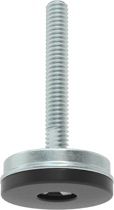 Dişli Saplama ve Yastıklı Rigid Seviyelendirme Montajı, Neopren Yastıklı Çinko Kaplı Çelik, 1/4"-20 Diş Boyutu