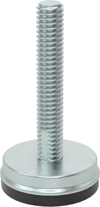 Dişli Saplama ve Yastıklı Rigid Seviyelendirme Montajı, Neopren Yastıklı Çinko Kaplı, 5/16“-18 x 1,5” Uzunlukta Diş
