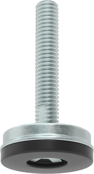 Dişli Saplama ve Yastıklı Rigid Seviyelendirme Montajı, Neopren Yastıklı Çinko Kaplı, 5/16“-18 x 1,5” Uzunlukta Diş
