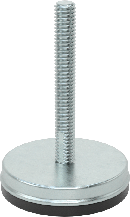 Dişli Saplama ve Yastıklı Rigid Seviyelendirme Montajı, Çinko Kaplı Çelik, Neopren Yastık, 5/16“-18 x 2” Uzunlukta Diş