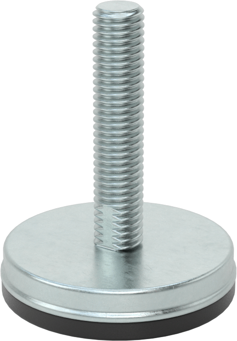 Dişli Saplama ve Yastıklı Rigid Seviyelendirme Montajı, Çinko Kaplı Çelik ve Neopren, 1/2“-13 x 2” Diş, 2-1/2" Taban