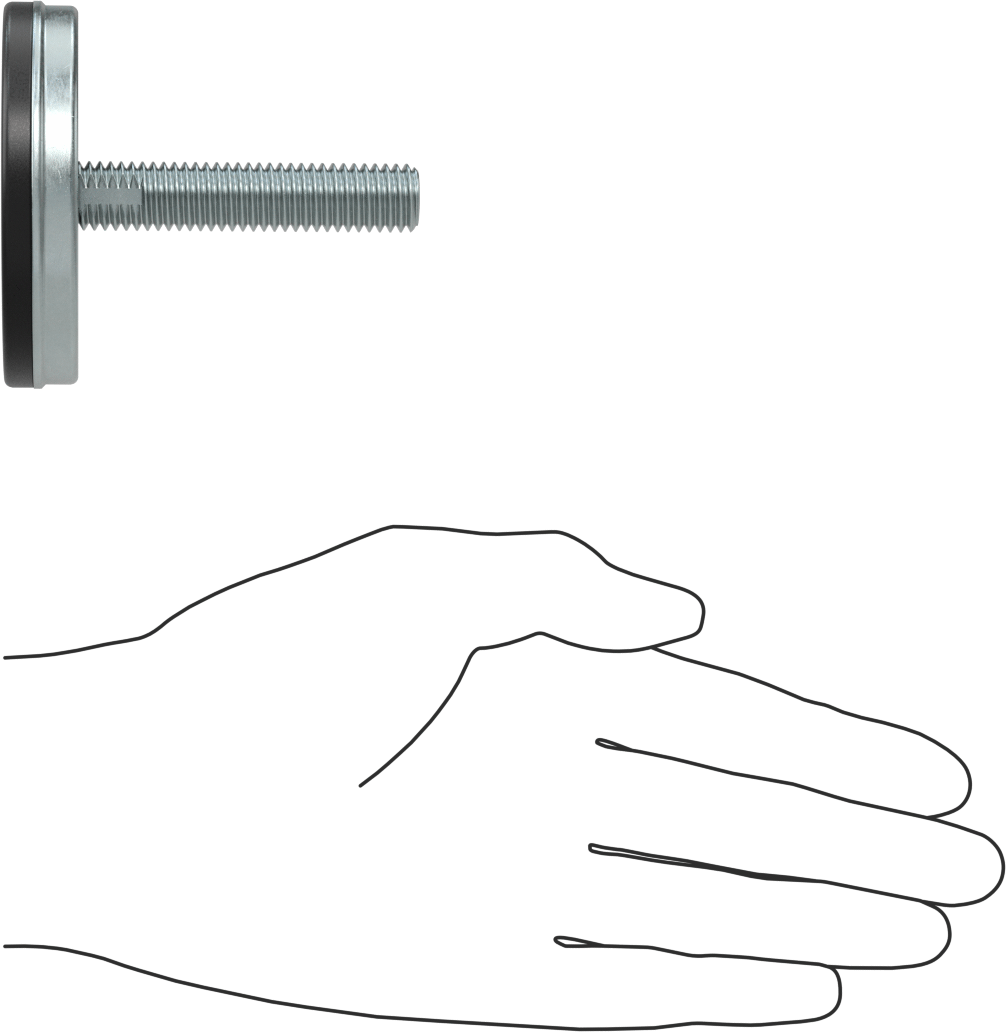 Dişli Saplama ve Yastıklı Rigid Seviyelendirme Montajı, Çinko Kaplı Çelik ve Neopren, 1/2“-13 x 2” Diş, 2-13/16" Çap