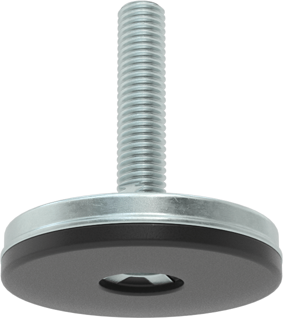 Dişli Saplama ve Yastıklı Rigid Seviyelendirme Montajı, Çinko Kaplı Çelik ve Neopren, 1/2“-13 x 2” Diş, 2-13/16" Çap