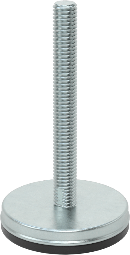 Dişli Saplama ve Yastıklı Rigid Seviyelendirme Montajı, Çinko Kaplı Çelik ve Neopren, 1/2“-13 x 4” Diş, 2-13/16" Çap