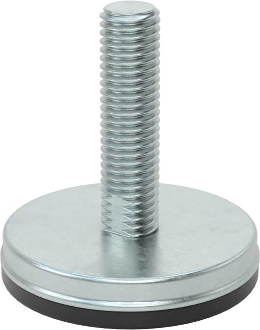 Dişli Saplama ve Yastıklı Rigid Seviyelendirme Montajı, Çinko Kaplı Çelik, Neopren Yastık, 5/8“-11 x 2” Uzun Diş