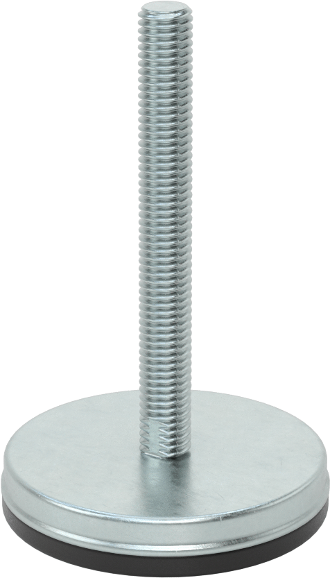 Dişli Saplama ve Yastıklı Rigid Seviyelendirme Montajı, Çinko Kaplı Çelik ve Neopren, 1/2“-13 x 4” Diş, 3-3/16" Taban
