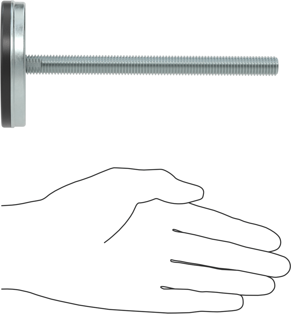 Dişli Saplama ve Yastıklı Rigid Seviyelendirme Montajı, Çinko Kaplı Çelik ve Neopren, 1/2“-13 x 6” Diş, 3-3/16" Taban