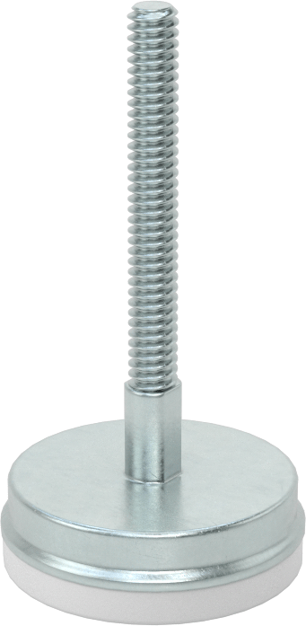 Dişli Saplama ve Yastıklı Rigid Seviyelendirme Montajı, Naylon Yastıklı Çinko Kaplı Çelik, 10-24 x 1-1/2" Uzun Diş