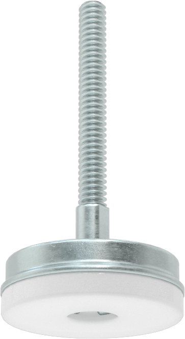 Dişli Saplama ve Yastıklı Rigid Seviyelendirme Montajı, Naylon Yastıklı Çinko Kaplı Çelik, 10-24 x 1-1/2" Uzun Diş
