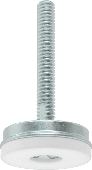 Dişli Saplama ve Yastıklı Rigid Seviyelendirme Montajı, Çinko Kaplı Çelik, Naylon Yastık, 1/4"-20 Boyut, 1-3/16" Taban