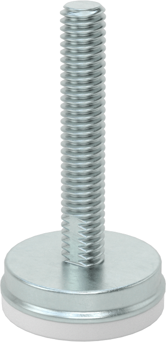 Dişli Saplama ve Yastıklı Rigid Seviyelendirme Montajı, Çinko Kaplı Çelik ve Naylon, 5/16“-18 x 1,5” Diş, 1-3/16" Taban