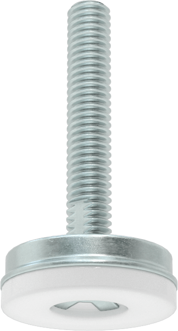 Dişli Saplama ve Yastıklı Rigid Seviyelendirme Montajı, Çinko Kaplı Çelik ve Naylon, 5/16“-18 x 1,5” Diş, 1-3/16" Taban