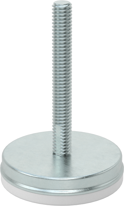 Dişli Saplama ve Yastıklı Rigid Seviyelendirme Montajı, Çinko Kaplı Çelik, Naylon Yastık, 5/16"-18 Boyut, 2" Diş Uzunluğu