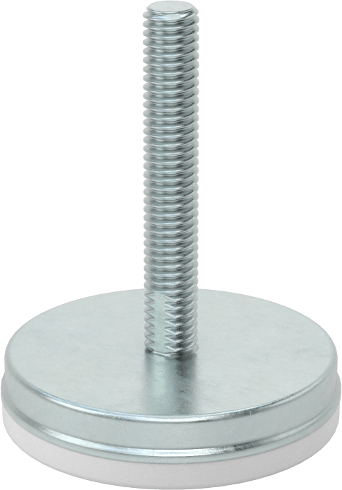 Dişli Saplama ve Yastıklı Rigid Seviyelendirme Montajı, Çinko Kaplı Çelik ve Naylon, 3/8“-16 x 2” Uzun Diş, 2-3/8" Çap