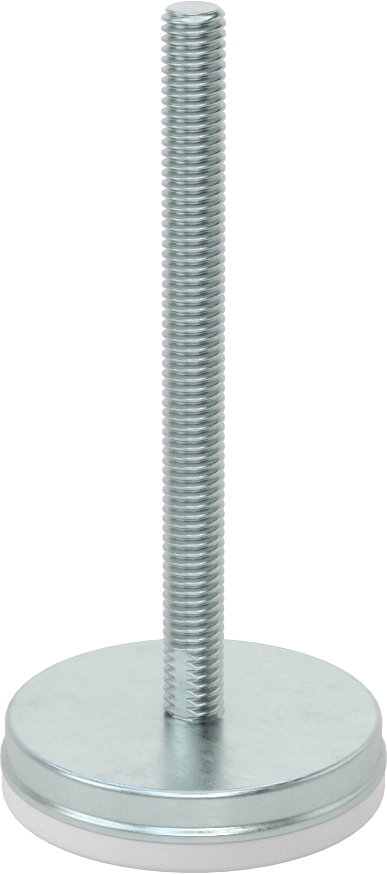 Dişli Saplama ve Yastıklı Rigid Seviyelendirme Montajı, Naylon Yastıklı Çinko Kaplı Çelik, 3/8“-16 x 4” Uzunlukta Diş