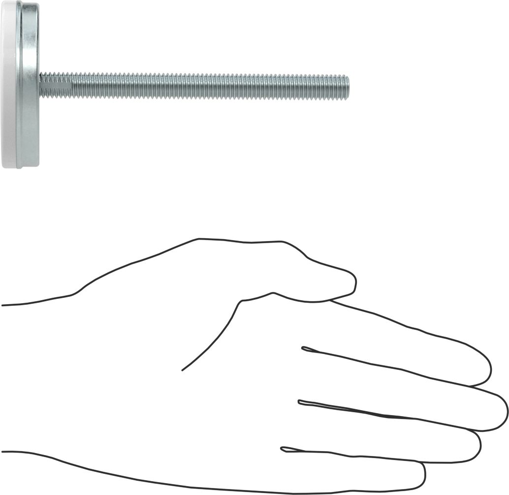 Dişli Saplama ve Yastıklı Rigid Seviyelendirme Montajı, Naylon Yastıklı Çinko Kaplı Çelik, 3/8“-16 x 4” Uzunlukta Diş
