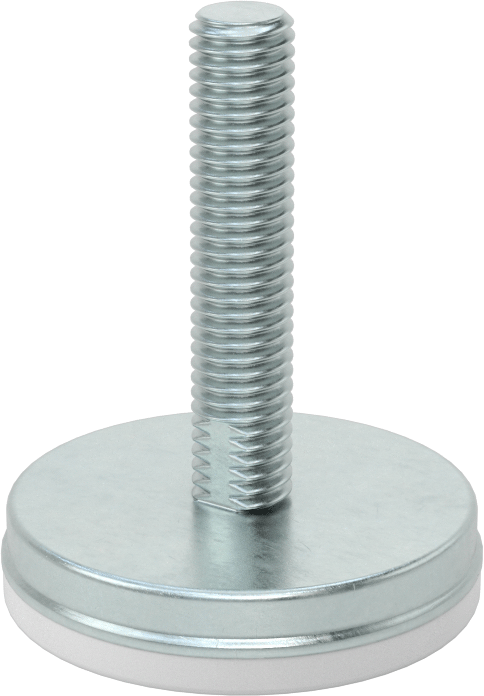 Dişli Saplama ve Yastıklı Rigid Seviyelendirme Montajı, Çinko Kaplı Çelik ve Naylon, 1/2“-13 x 2” Uzun Diş, 2-3/8" Taban