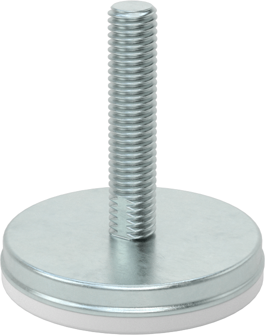 Dişli Saplama ve Yastıklı Rigid Seviyelendirme Montajı, Çinko Kaplı Çelik ve Naylon, 1/2“-13 x 2” Uzun Diş, 2-13/16" Çap