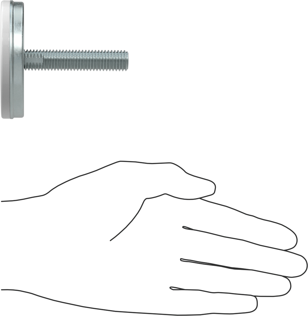Dişli Saplama ve Yastıklı Rigid Seviyelendirme Montajı, Çinko Kaplı Çelik ve Naylon, 1/2“-13 x 2” Uzun Diş, 2-13/16" Çap